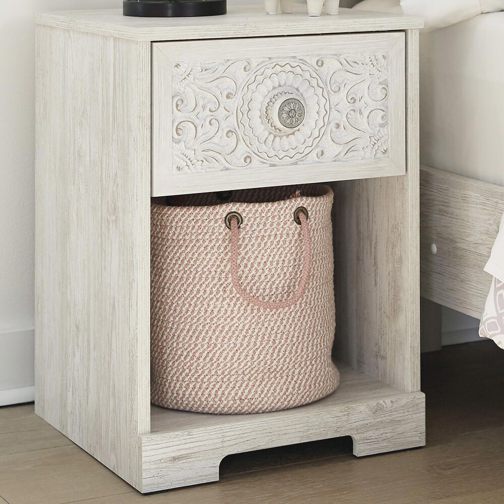 Ashley Paxberry 16&quot; 1-Drawer Nightstand in Whitewash, , large