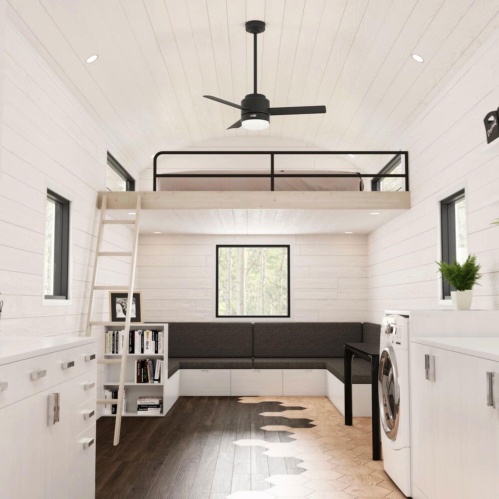 Hunter Gilmour 44&quot; Outdoor Ceiling Fan with LED Lights in Matte Black, , large