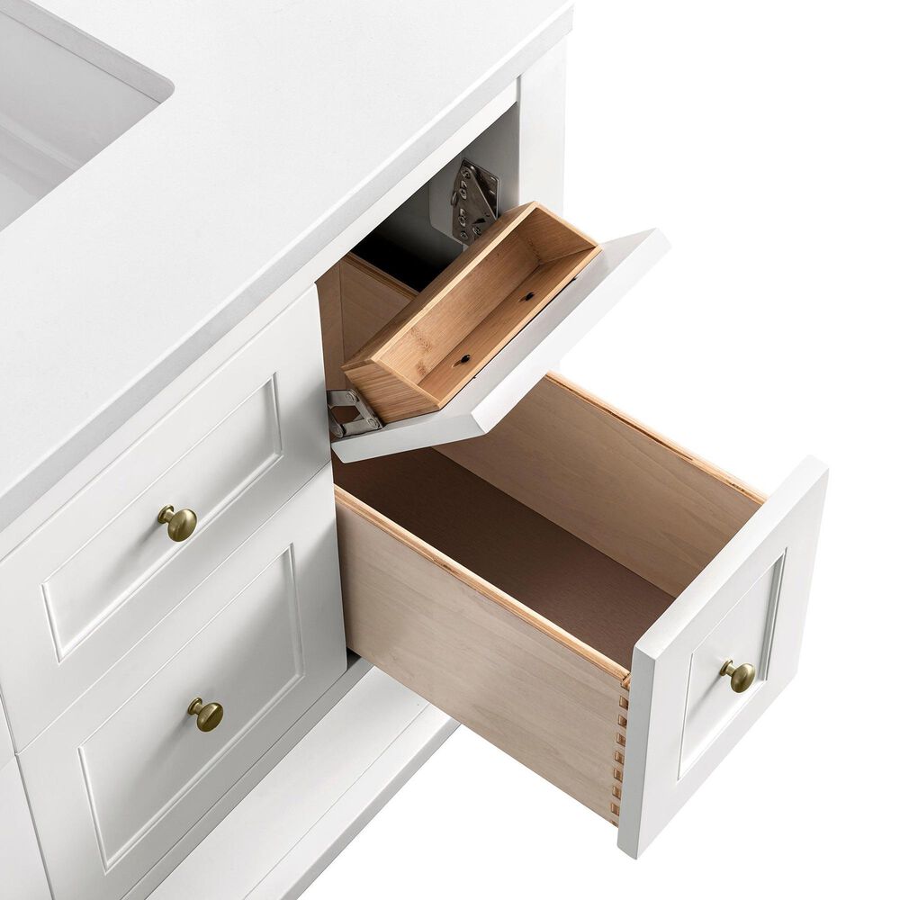 James Martin Vanities Breckenridge 36&quot; Single Bathroom Vanity in Bright White with 3 cm Parisien Bleu Quartz Top and Rectangular Sink, , large