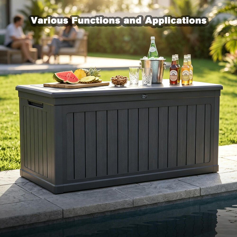 Hearth and Haven 260-Gallon Outdoor Plastic Deck Box in Black, , large