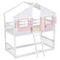 Hearth and Haven Twin over Twin House Bunk Bed with Roof in Pink and White, , large