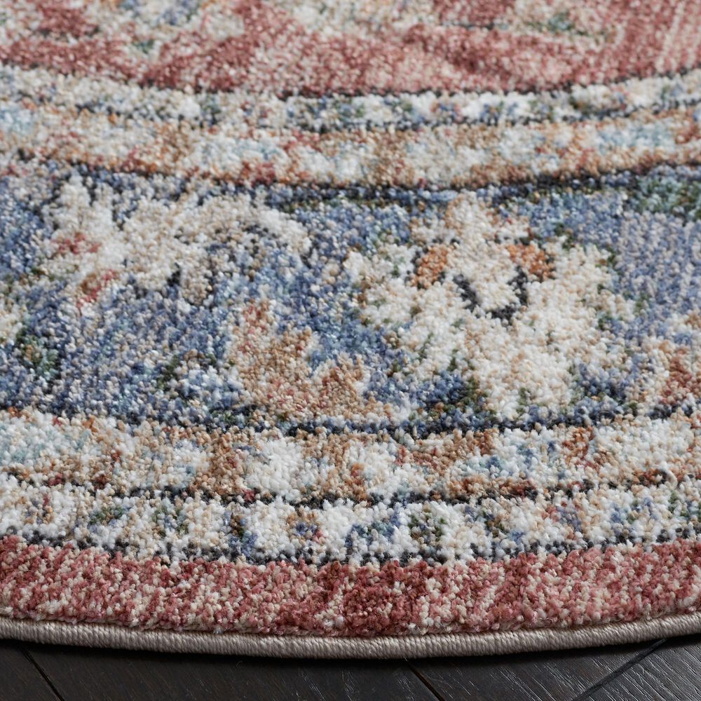 Safavieh Jasmine JSM317P 5&#39;3&quot; Round Rust and Blue Area Rug, , large