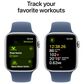 Apple Watch SE GPS + Cellular 44mm Silver Aluminum Case with Denim Sport Band - S/M, , large