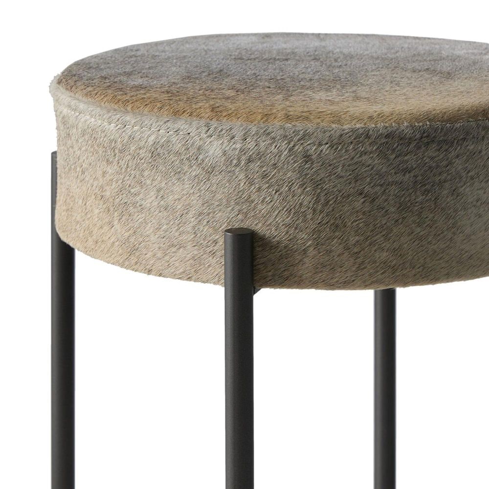 Four Hands Nocona Bar Stool with Black and White Speckled Hide Leather in Gunmetal, , large