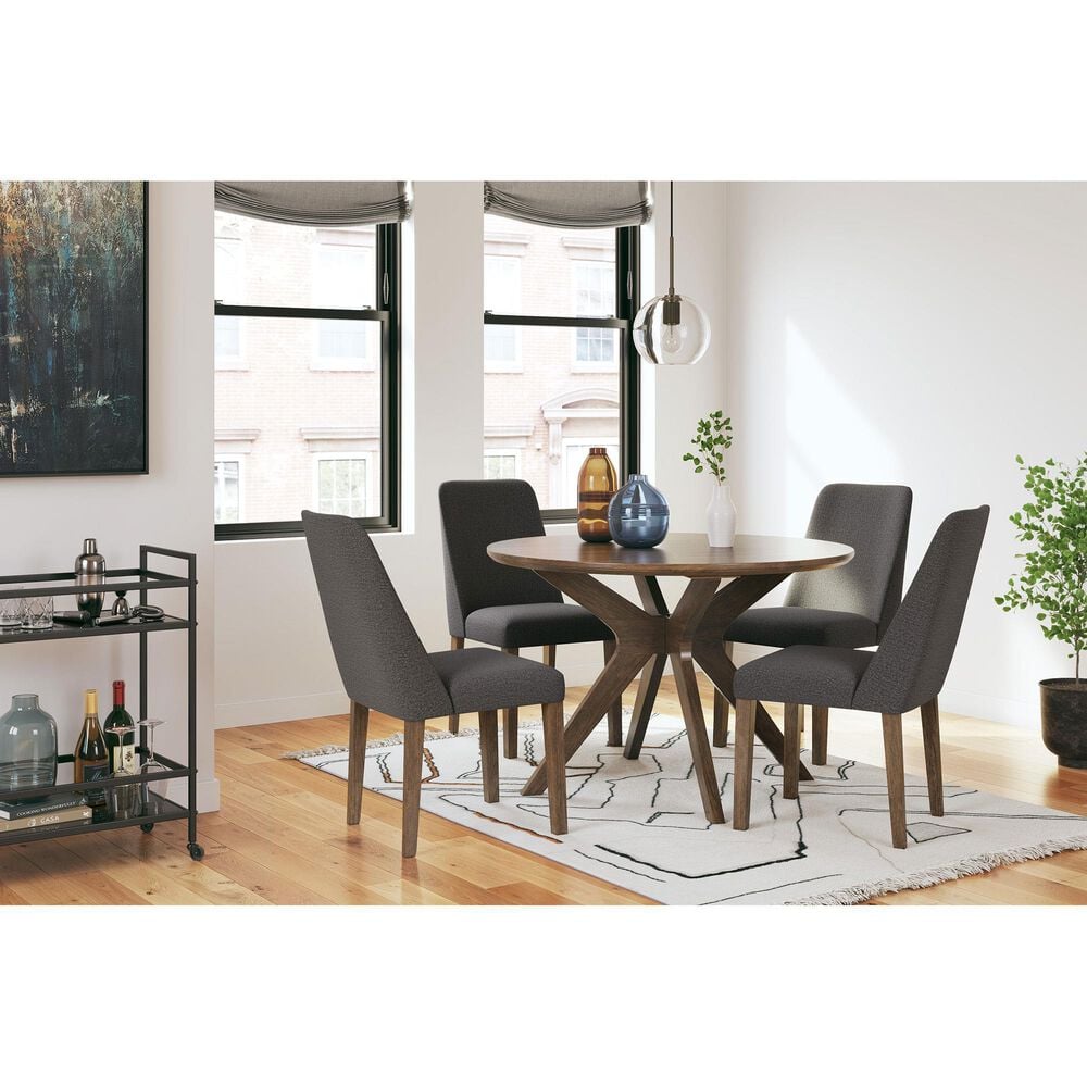 Ashley Lyncott Side Chair with Charcoal Cushion in Brown, , large