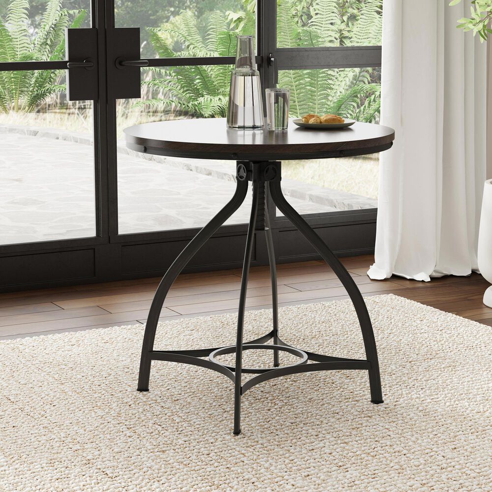 Linon Home Decor Hawkford Adjustable Round Bar Table in Grey and Gunmetal - Table Only, , large