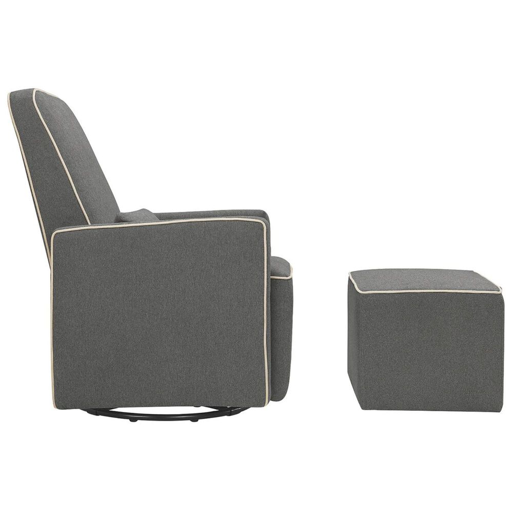 DaVinci Olive Swivel Glider with Bonus Ottoman in Dark Grey and Cream