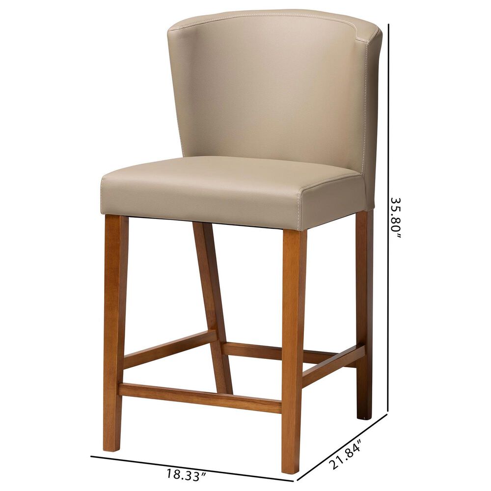 Baxton Studio Olivia Counter Stool in Dark Walnut (Set of 2), , large