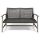 Hearth and Haven Hampton Outdoor Wicker Loveseat with Wooden Frame in Grey, , large