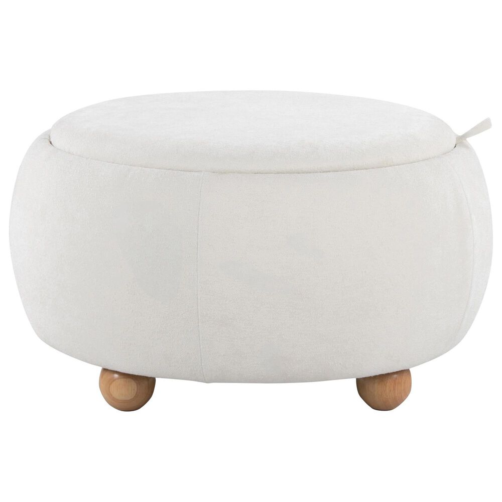 Lumisource Tray Storage Pouf with Leg in White, , large