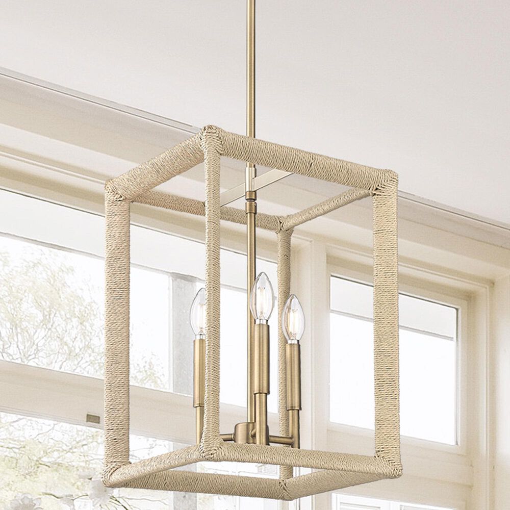 Golden Lighting Kimber 3-Light Pendant in Brass and Light Natural, , large
