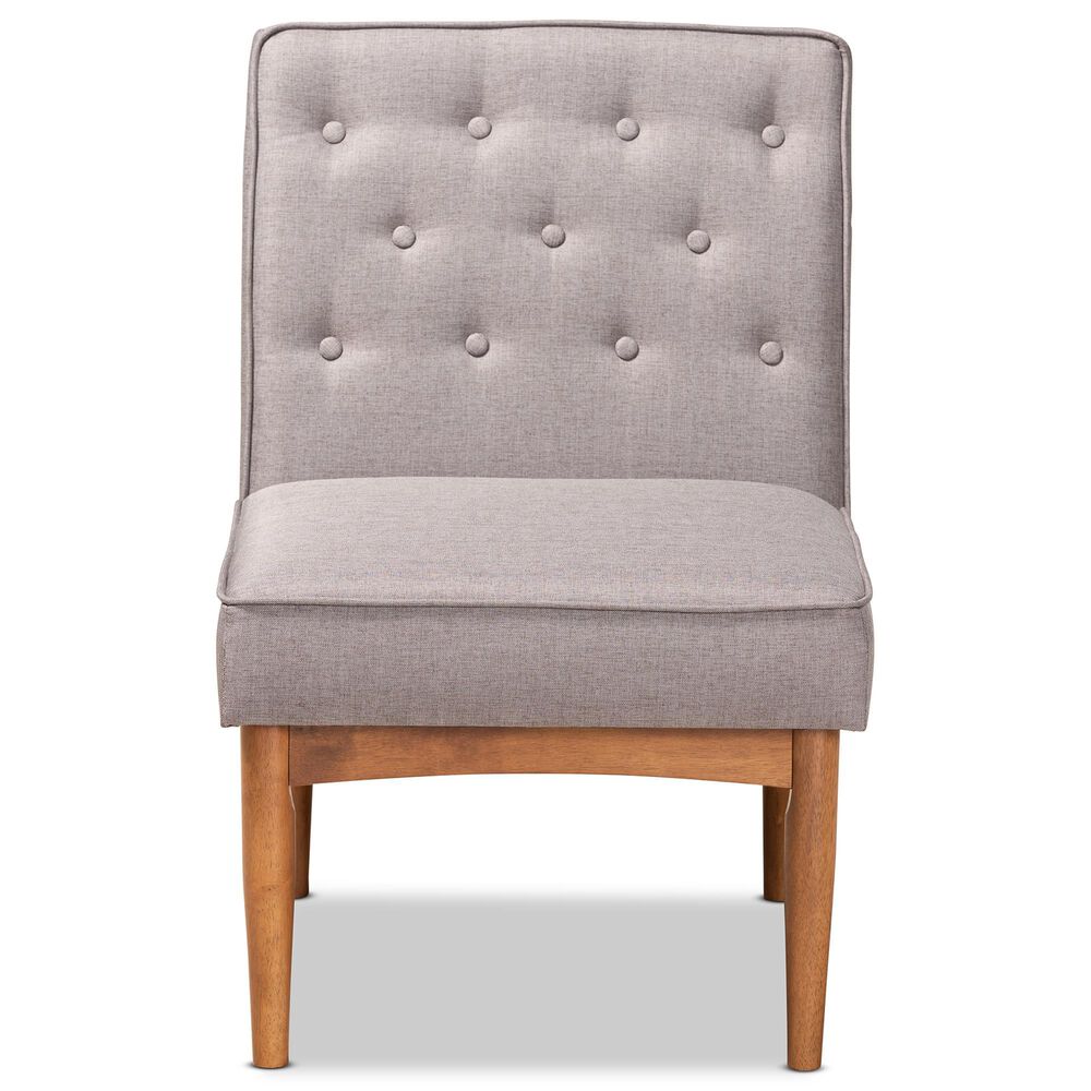 Baxton Studio Riordan Side Chair with Grey Cushion in Walnut Brown, , large