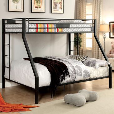 Furniture of America Francis Twin XL Over Queen Bunk Bed in Black, , large
