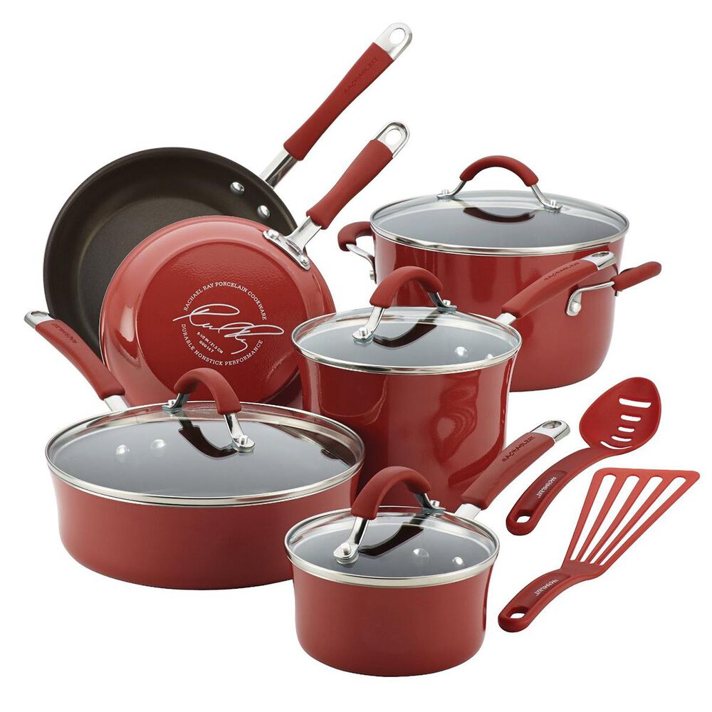 Rachael Ray Cucina Porcelain Enamel Nonstick 12-Piece Cookware Set, , large