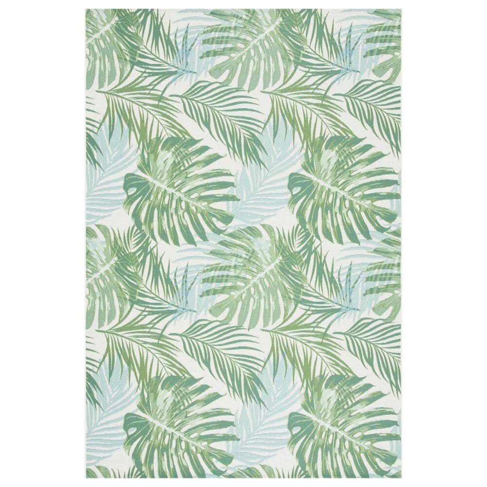 Safavieh Barbados Tropical Botanical BAR592 3"3" x 5" Green and Teal Indoor/Outdoor Area Rug, , large