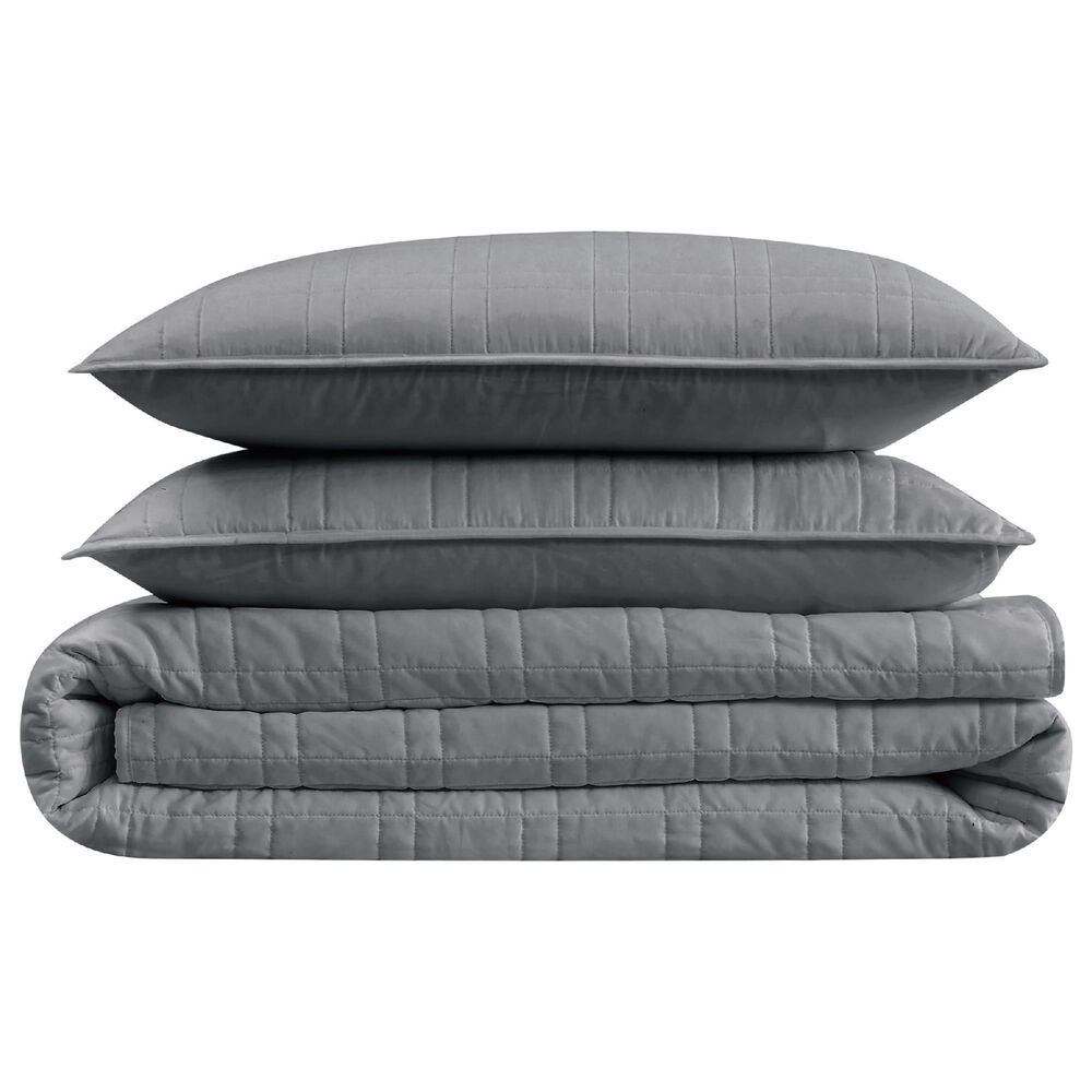 Pem America Cannon Solid 2-Piece Twin/Twin XL Quilt Set in Grey, , large