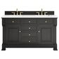 James Martin Vanities Brookfield 60" Double Bathroom Vanity in Black Onyx with 3 cm White Zeus Quartz Top and Rectangular Sinks, , large
