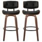 LumiSource Lombardi 30" Swivel Barstool with Black Faux Leather Upholstery in Walnut and Black (Set of 2), , large
