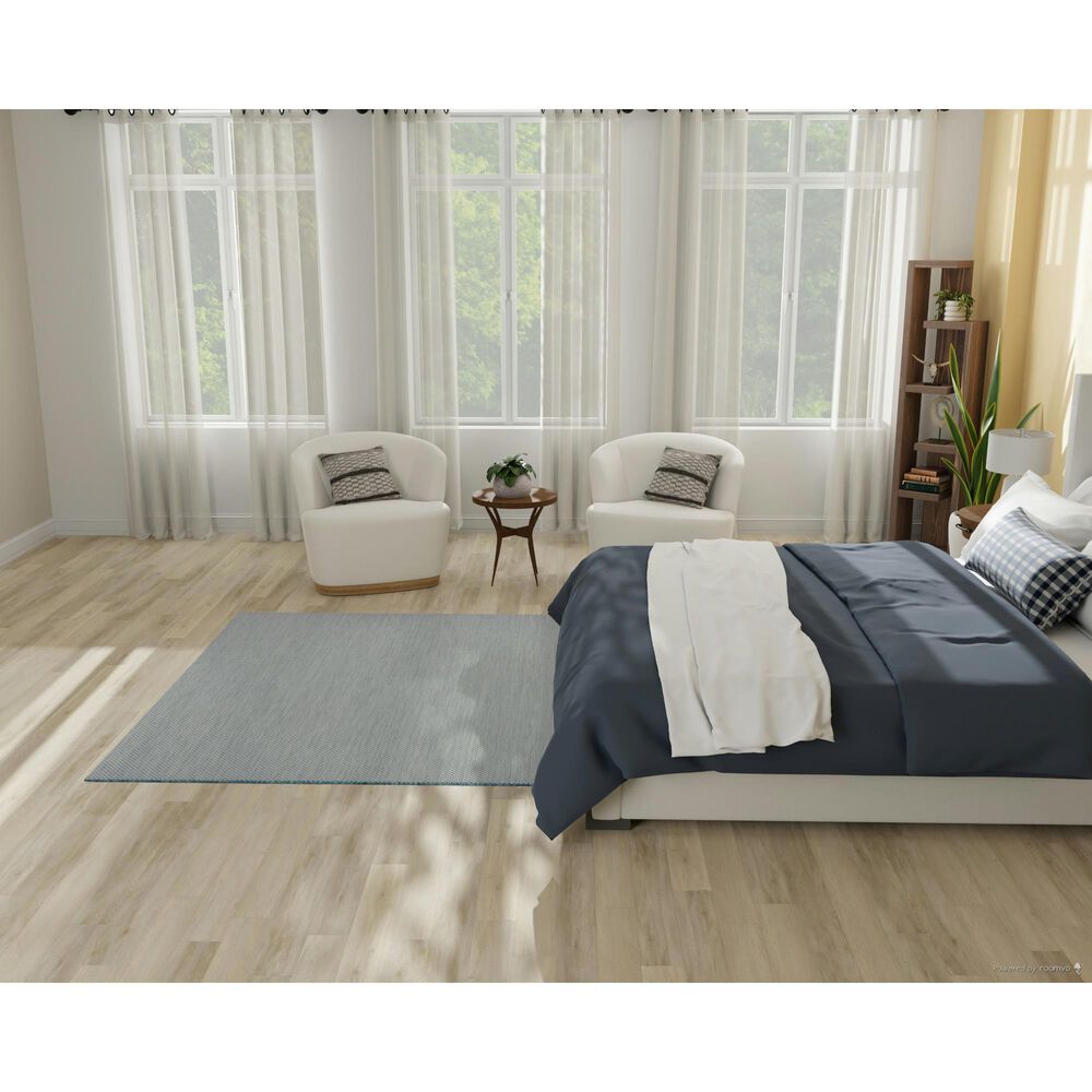 Nourison Courtyard Ivory and Aqua 6&#39; Square Indoor/Outdoor Area Rug, , large