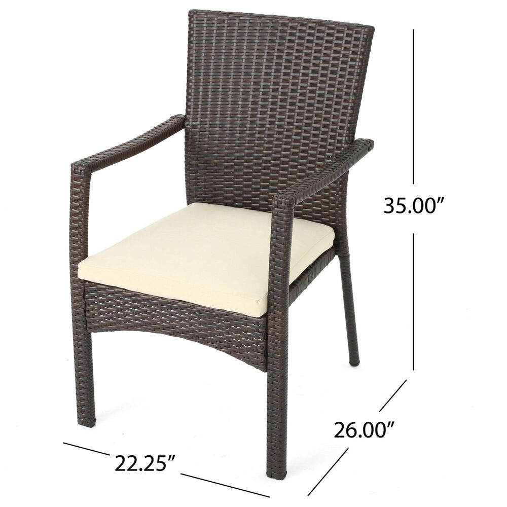 Noble House Courtland 7-Piece Patio Dining Set in Teak and Brown, , large