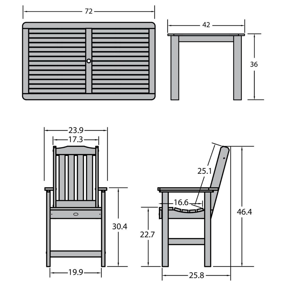Highwood USA Lehigh 7-Piece 72&quot; Rectangular Counter Height Dining Set in Weathered Acorn, , large