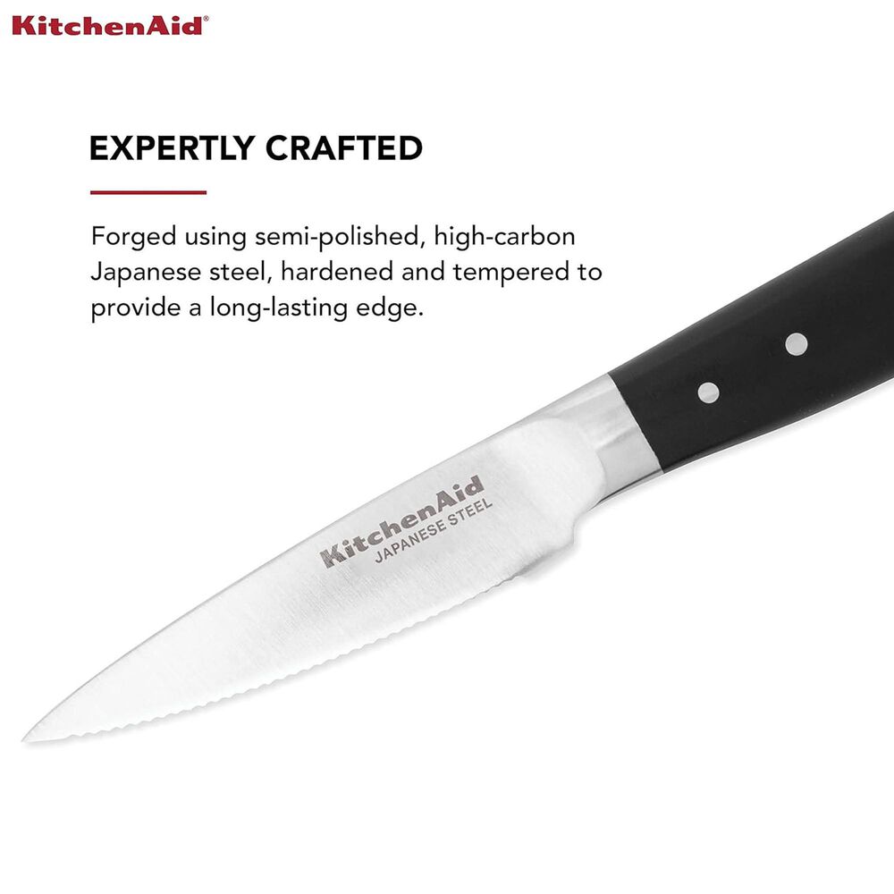 KitchenAid Gourmet 3.5&quot; Serrated Paring Knife in Stainless Steel and Black, , large