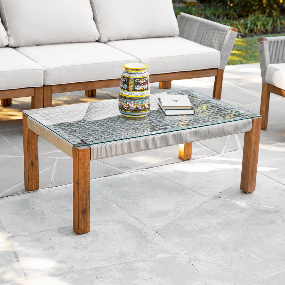 Southern Enterprises Brendina 4-Piece Conversation Set in Oiled Acacia and Natural, , large