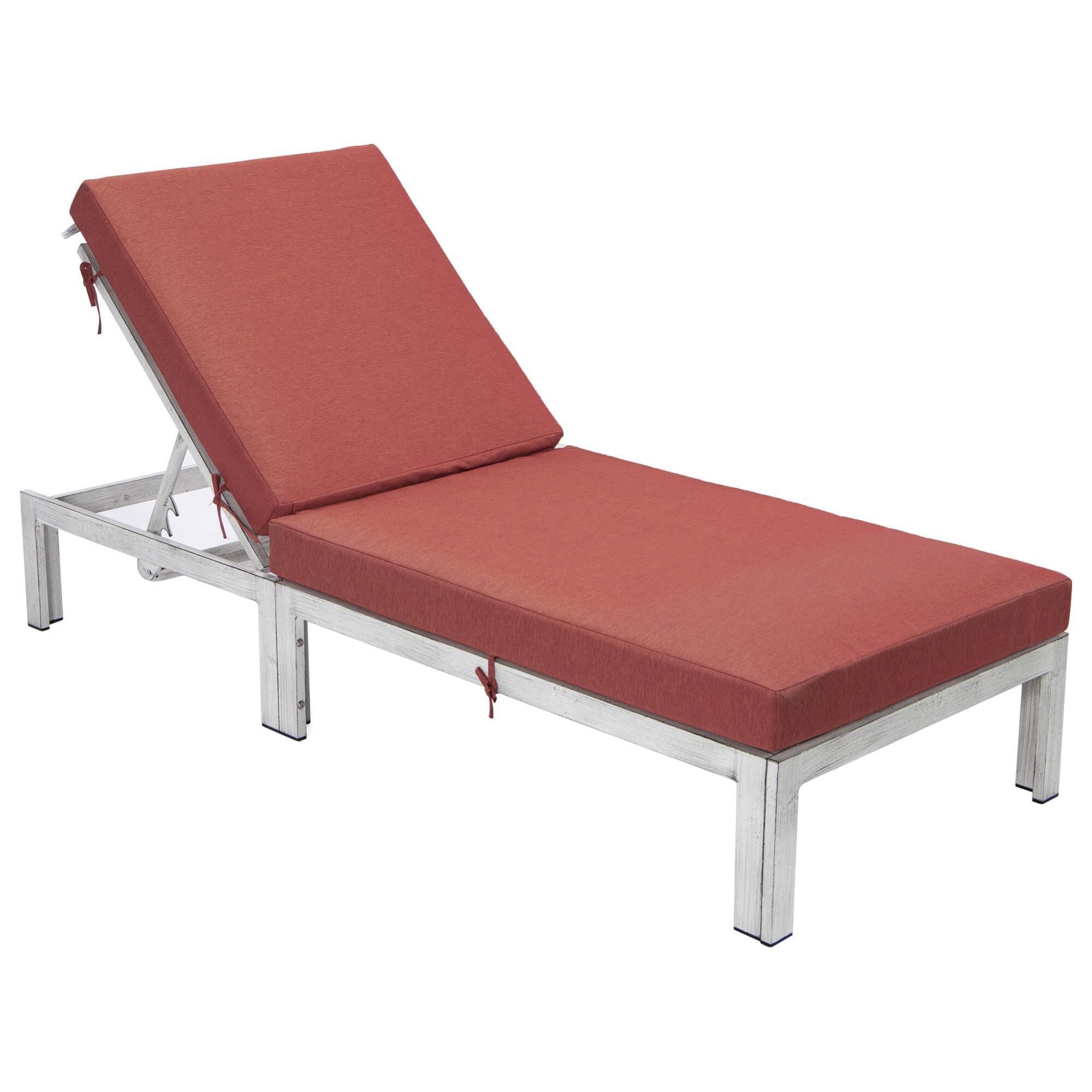 Leisuremod Chelsea Patio Lounge Chair with Red Cushion in