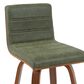 Armen Living Vienna Swivel Bar Height Stool with Vintage Green Upholstery in Walnut, , large