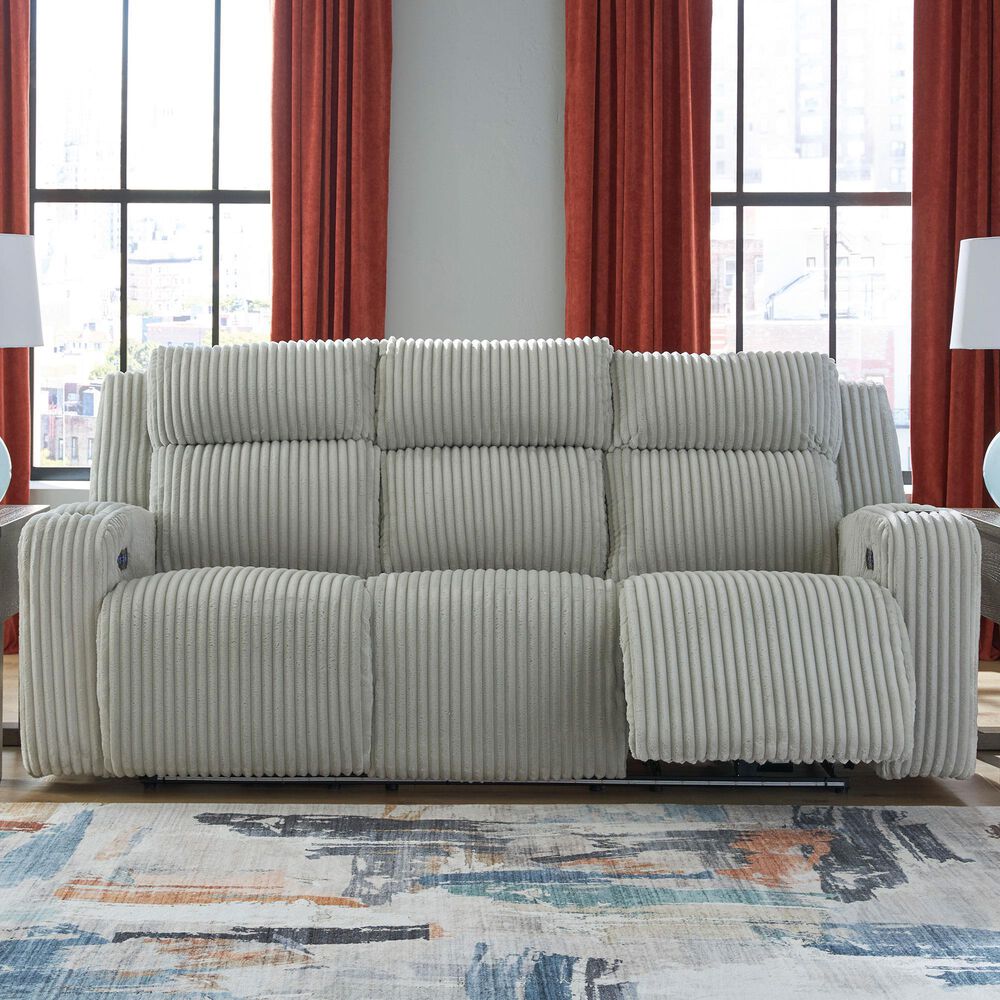 Ashley Forest Lake Power Reclining Sofa with Adjustable Headrest in Alloy Velvet, , large