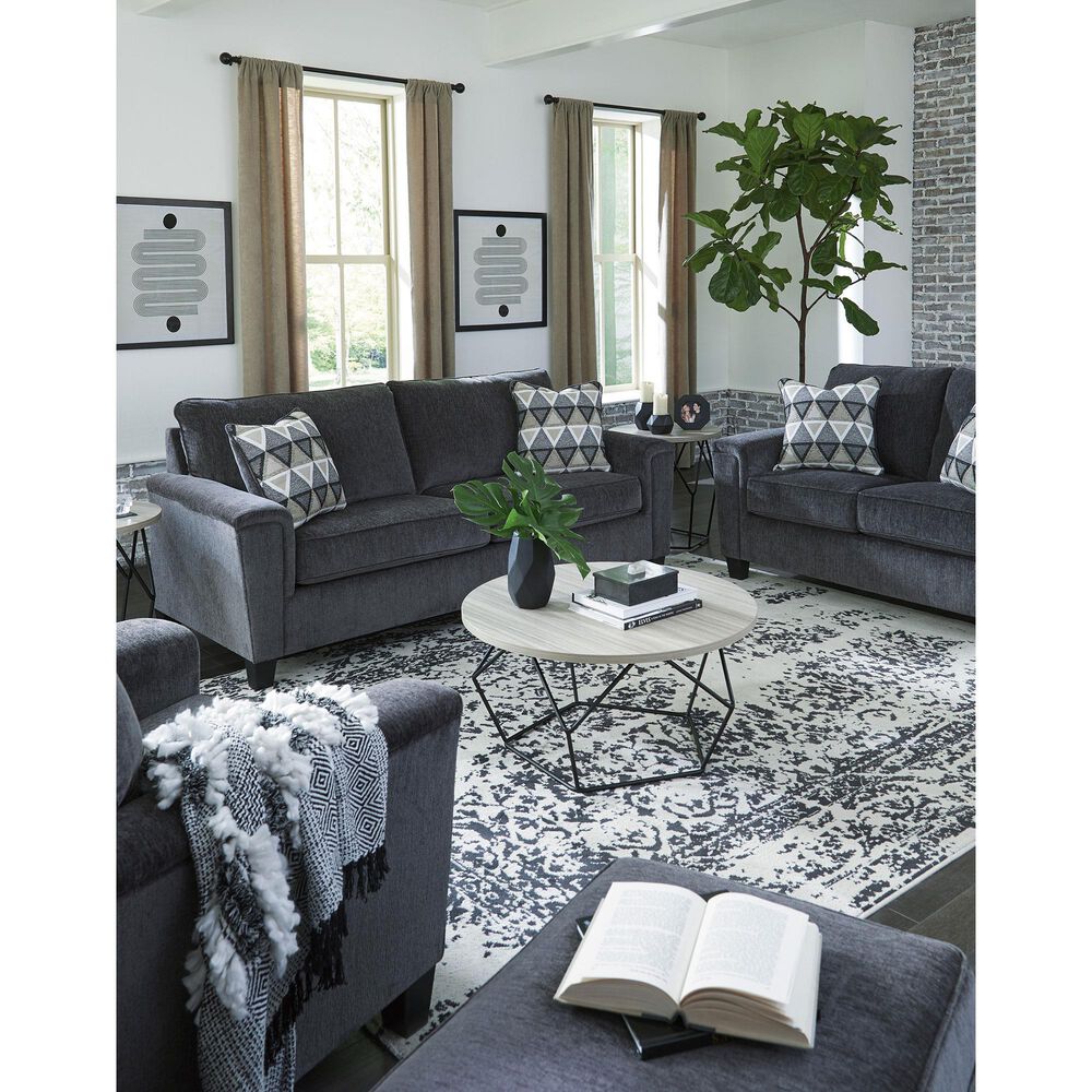 Ashley Abinger Stationary Sofa and Loveseat Set in Smoke, , large