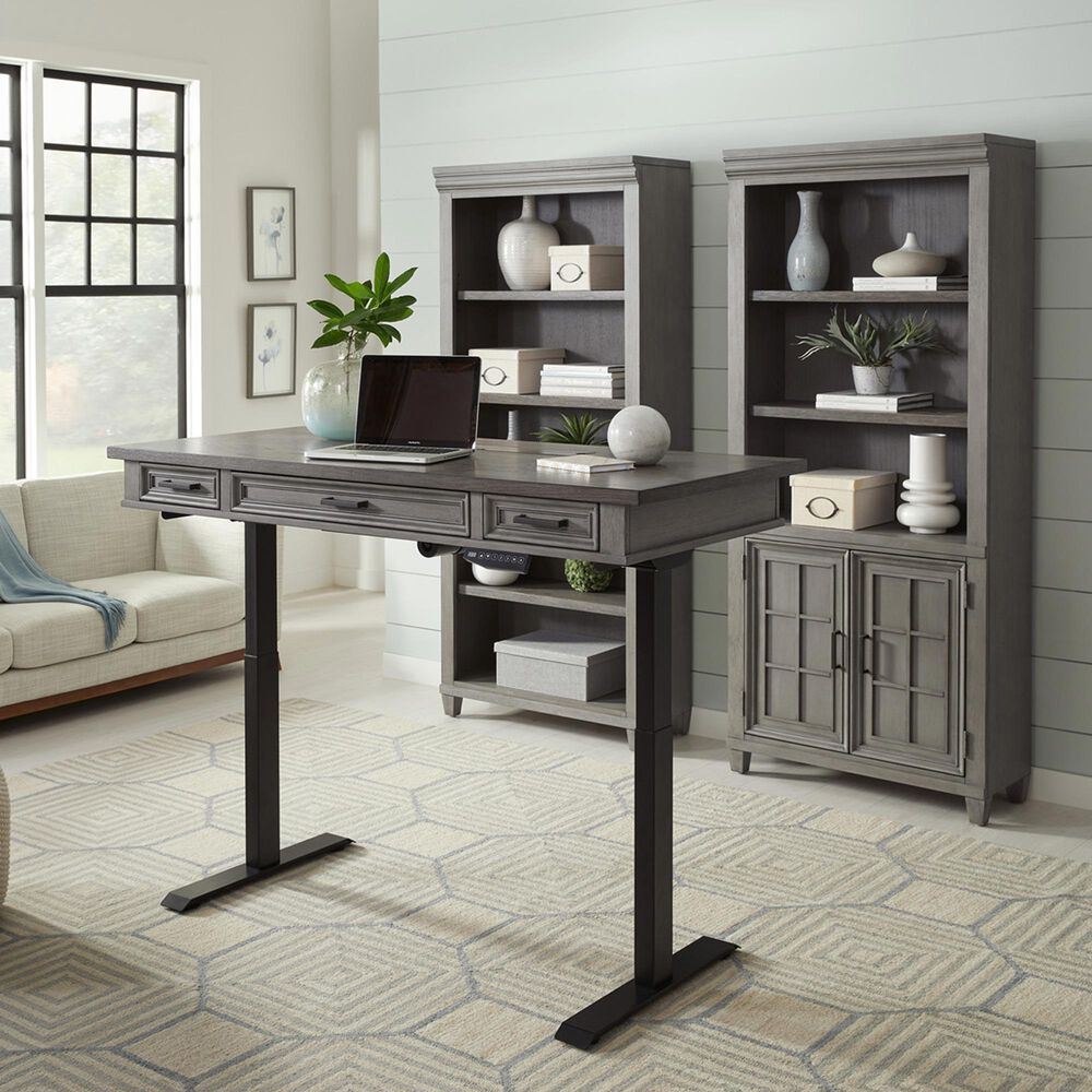 Riva Ridge Caraway Door Bookcase in Aged Slate, , large
