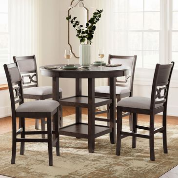 Ashley Langwest 5-Piece Counter Height Dining Set in Cherry Brown, , large