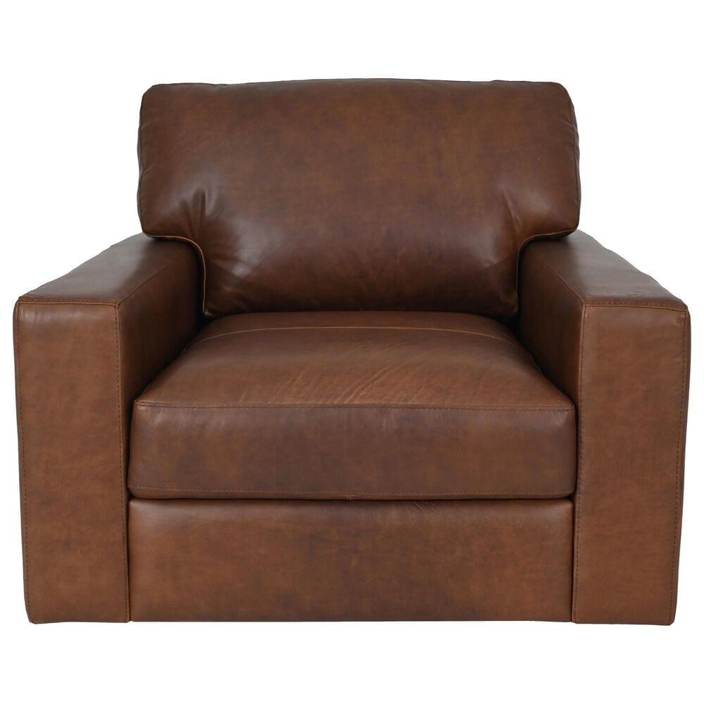 Bordeaux &amp; Co Leather Swivel Chair in Brown, , large