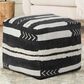 LR Home 18" Square Striped Pouf in Black and White, , large