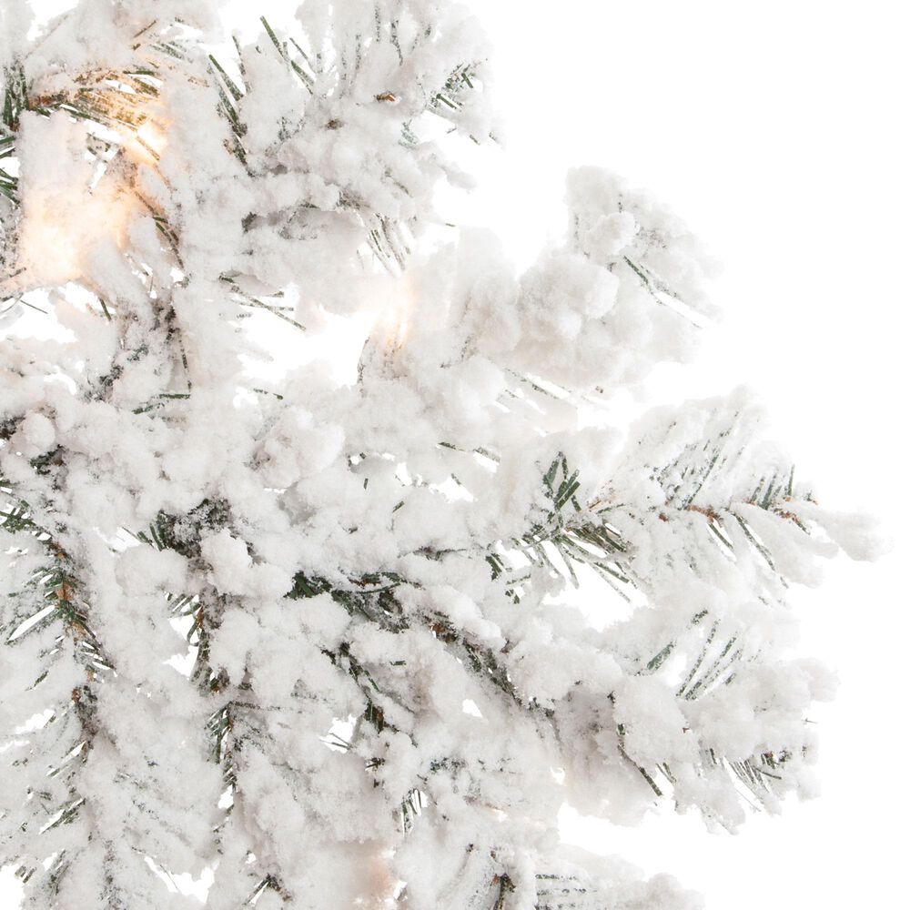 The Gerson Company 9&#39; Pre-Lit Artificial Heavy Flocked Layered Spruce with White Lights in Green, , large