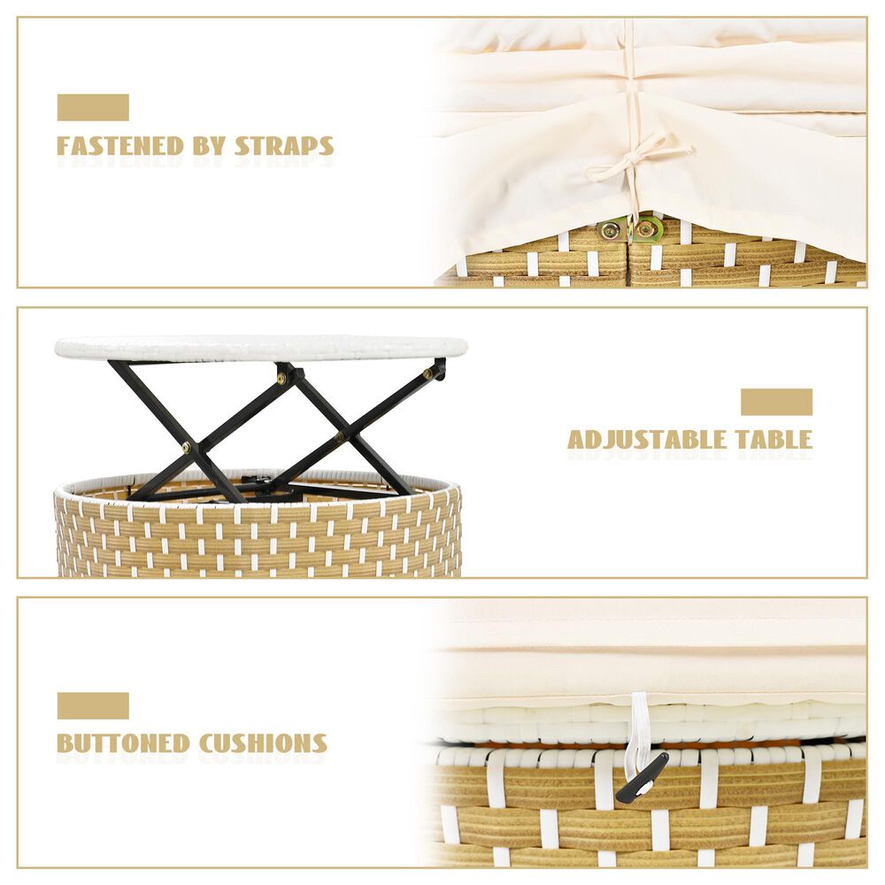 HOMLUX Patio Furniture Round Outdoor Sectional Sofa Set in Beige, , large