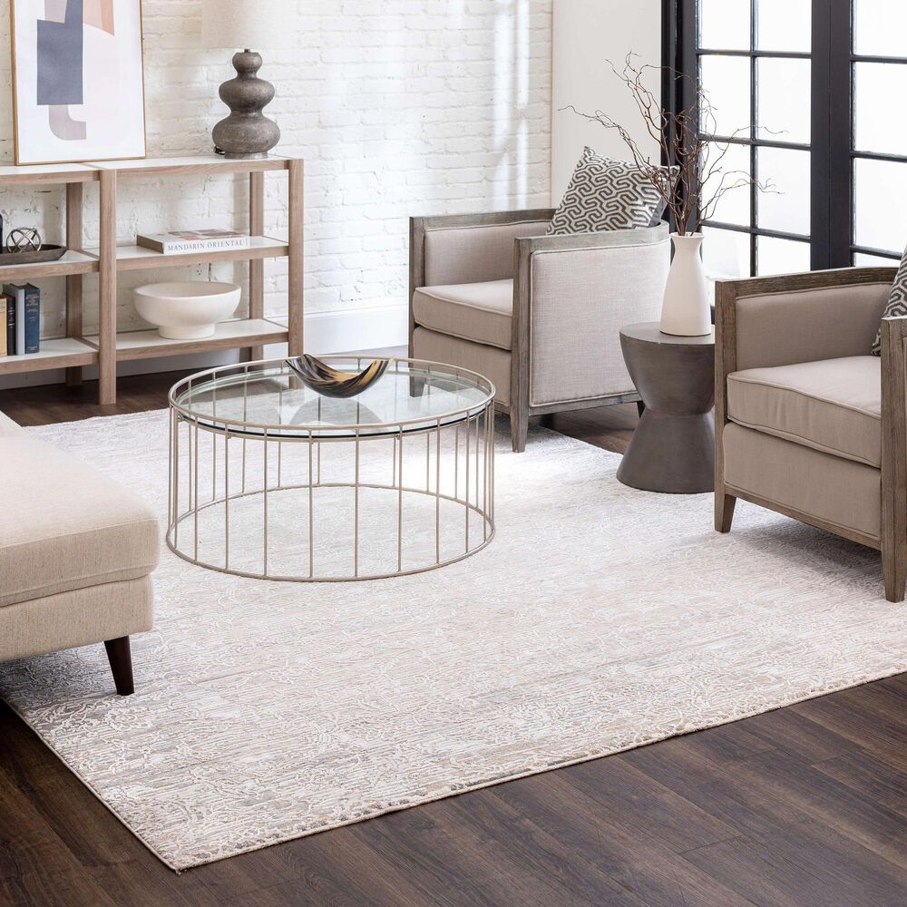 Karastan Solitude Mandawa 10&#39; x 14&#39; Cream Dark Grey Area Rug, , large