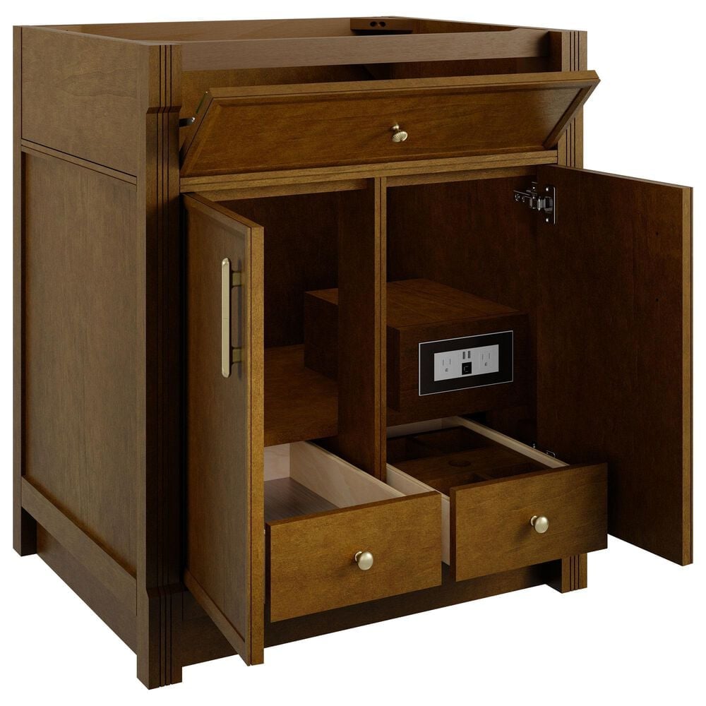 James Martin Bellshire 30" Single Bathroom Vanity in Honey Oak with Single Hole 3 cm White Zeus Silestone Top and Rectangular Sink, , large