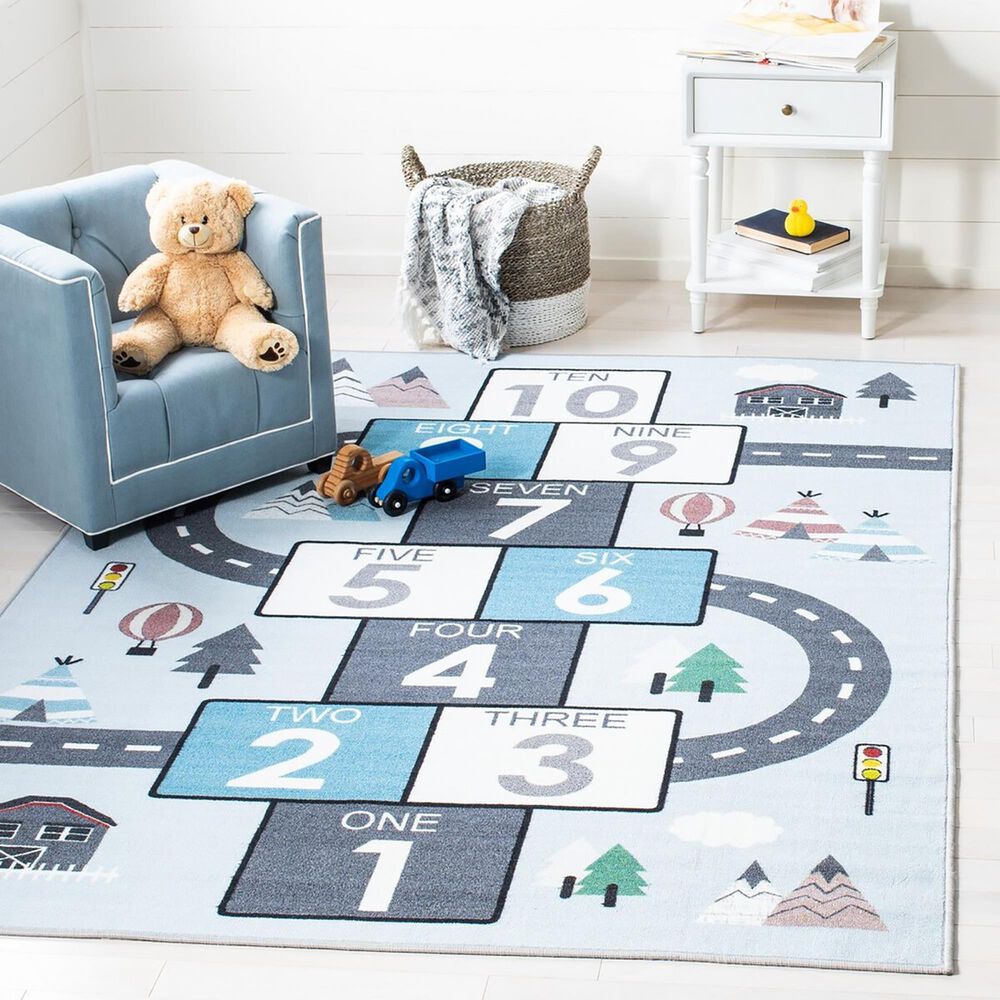 Safavieh Kids Playhouse KPH226F 3'3" x 5'3" Grey and Blue Rug, , large