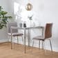 Lumisource Mason Contemporary Dining/accent Chair with Swivel in Stainless Steel, Walnut Wood, and Grey Fabric - Set of 2, , large