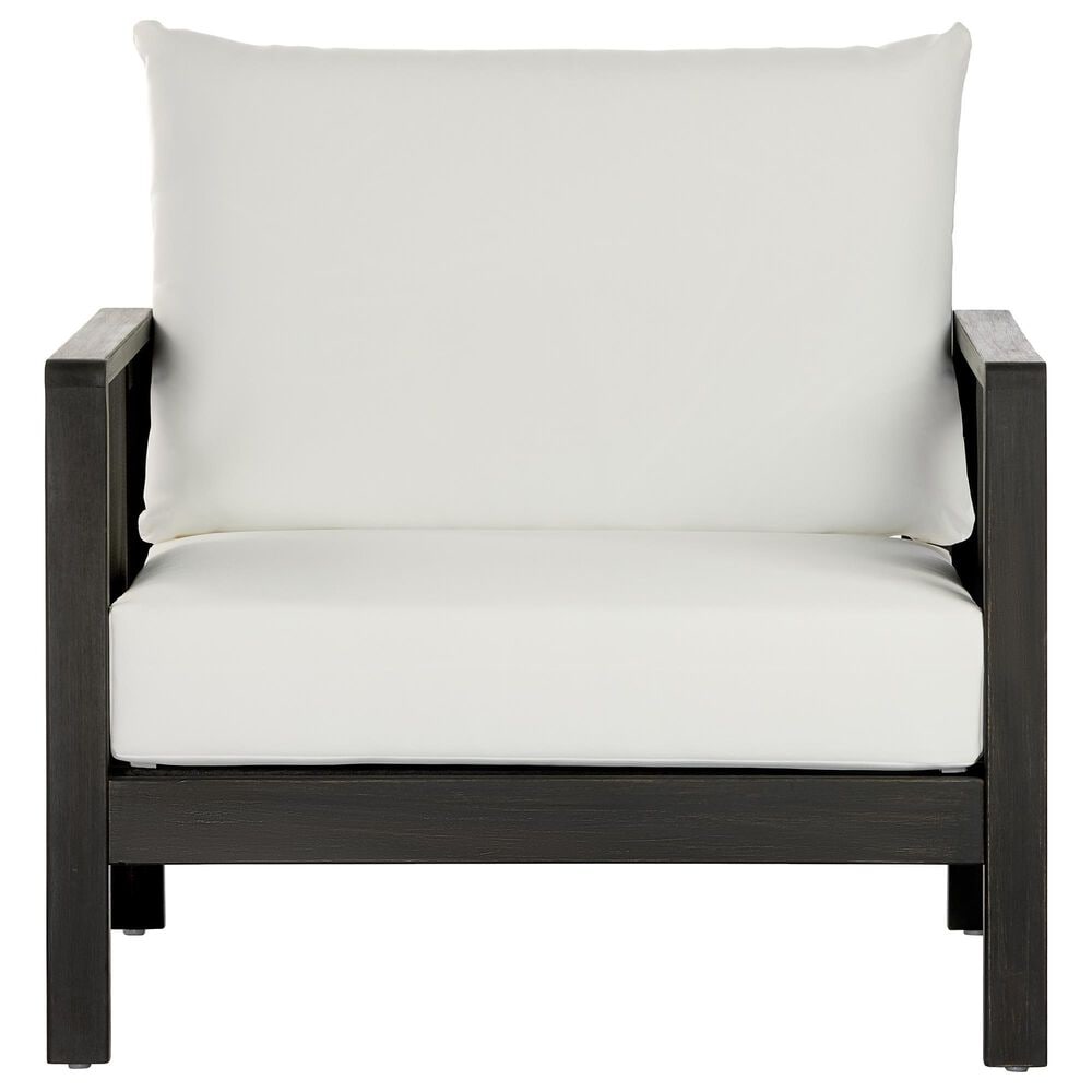 HOMLUX Outdoor Club Chair with Black Textilene Accents in White, , large