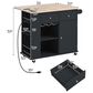 HOMLUX Kitchen Island with Power Outlet and Drop Leaf in Black, , large