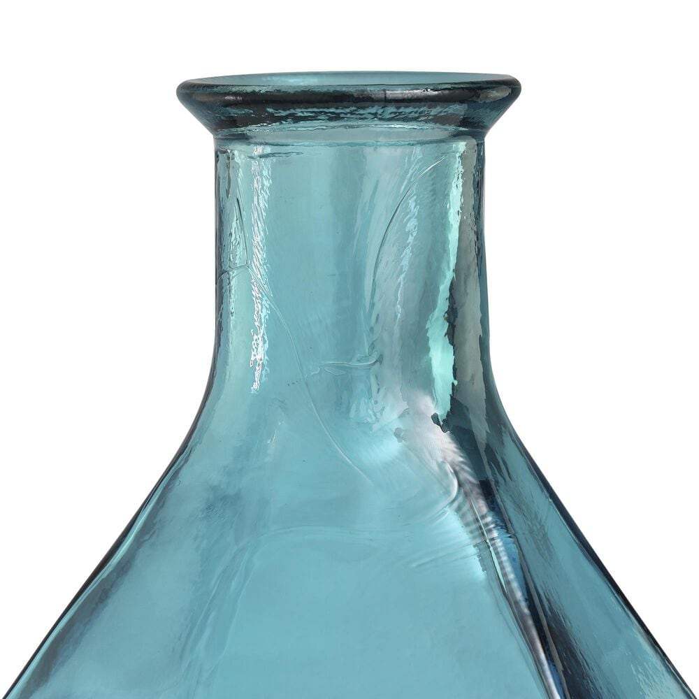 Maple and Jade Tall Spanish Bottle Neck Faceted Decorative Vase in Tinted Teal, , large