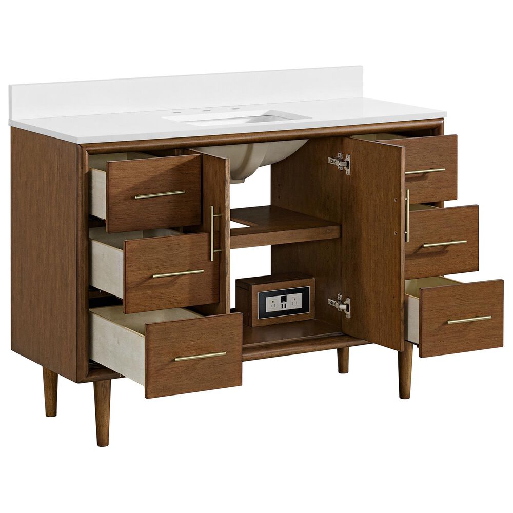 37B Mertola 48" Single Bathroom Vanity Cabinet in Dark Maplewood with White Composite Stone Top and Backsplash, , large
