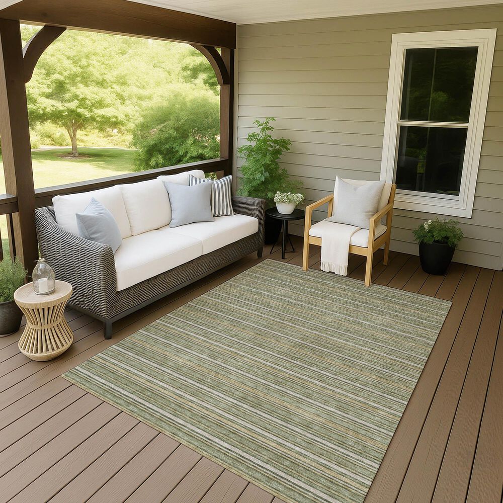 37B Soft Essentials Striped Olive 8' x 10' Indoor/Outdoor Area Rug, , large