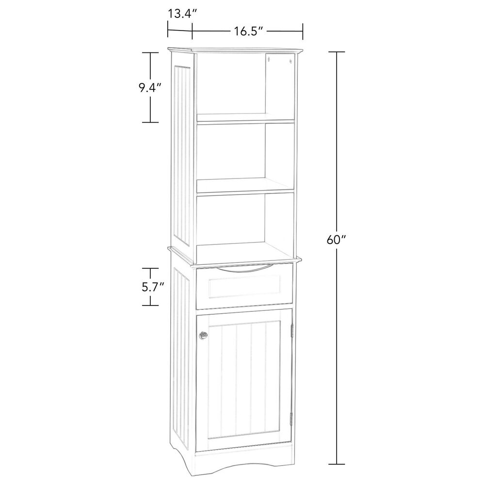 RiverRidge Home Ashland 1-Door Tall Cabinet in White, , large
