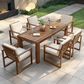 HOMLUX 7-Piece Patio Dining Set with 69" Rectangular Mocha Table and Umbrella Hole in Beige, , large