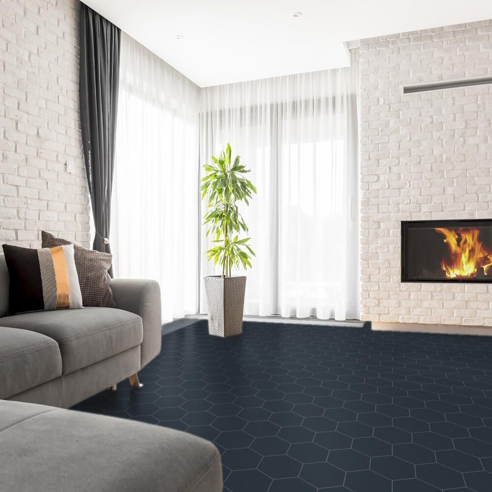 Emser Heksa Navy 8&quot; x 9&quot; Porcelain Tile, , large