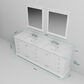 Lexora Home Dukes 84" Double Bathroom Vanity in White with 2 cm White Carrara Marble Top and Rectangular Sinks, , large